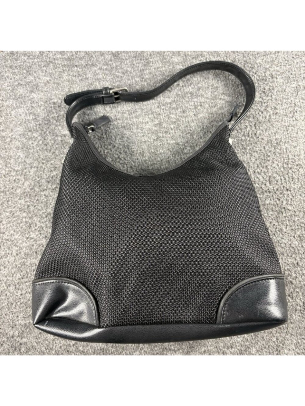 The Sak Black Woven Hobo Shoulder Bag Red Lining Zip Pocket Purse - Picture 4 of 16